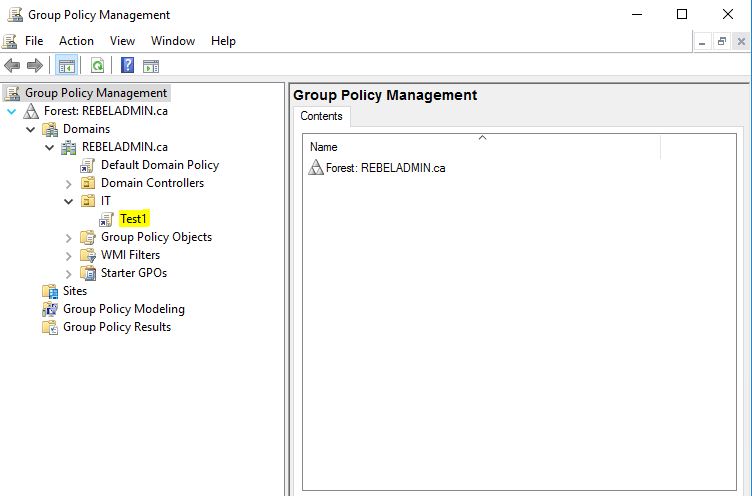 Group Policy management console