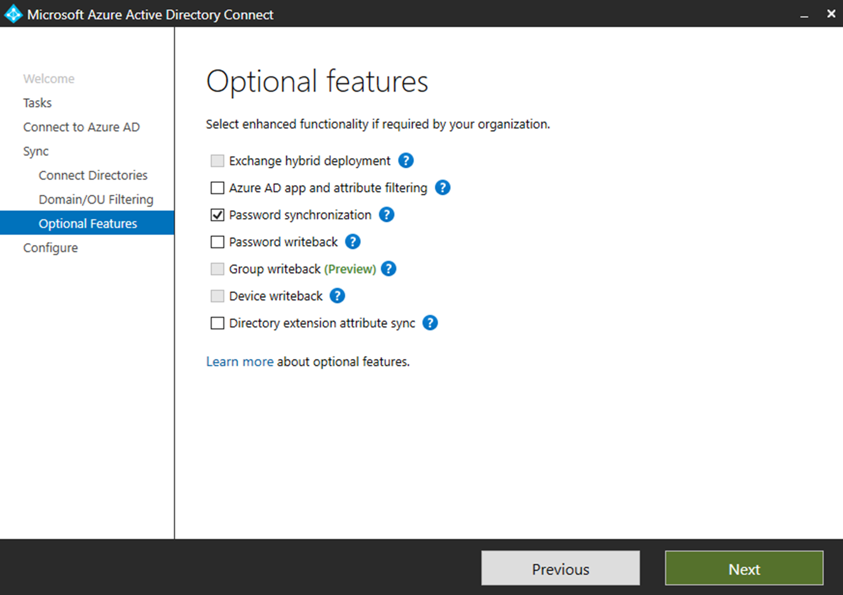 Config password. Azure ad connect. Extension attribute Active Directory. OPTIONALFEATURES. Пассворд Коннект.