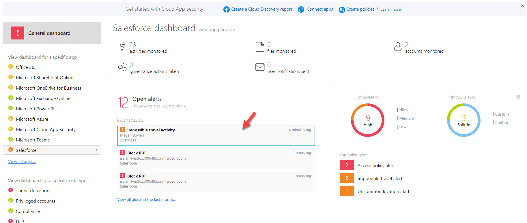 azure impossible travel alert