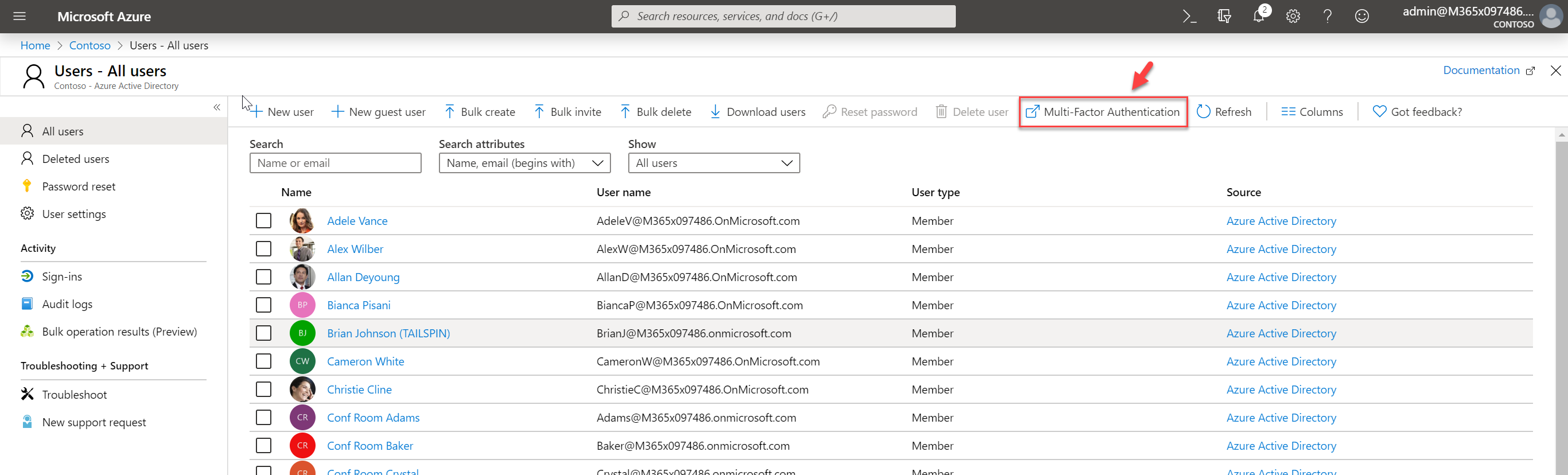 azure ad mfa setup