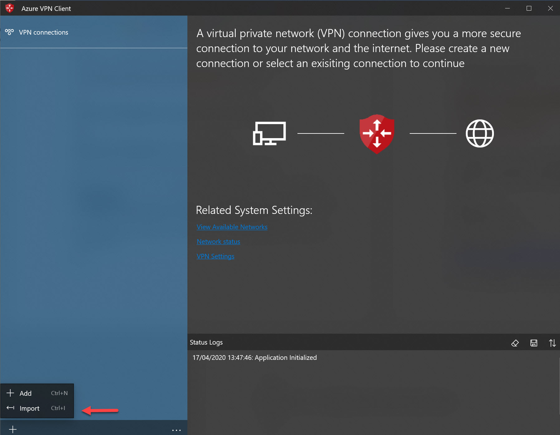 Import Azure VPN settings