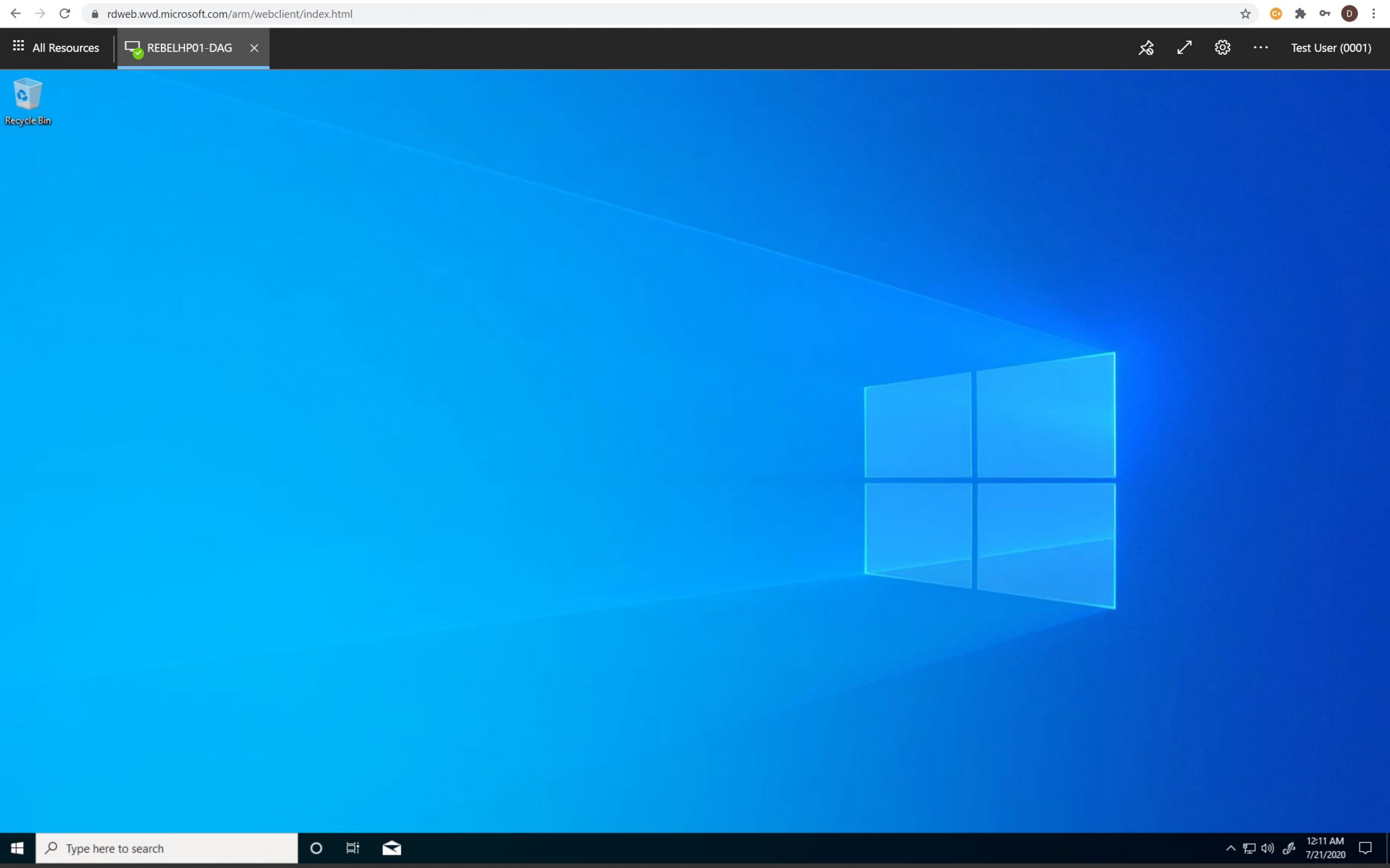Windows Virtual Desktop session