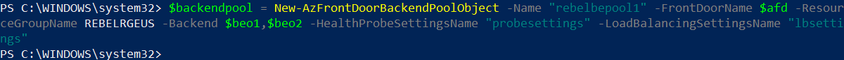 Create Azure Front Door Backend Pool Object
