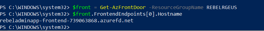 Find Azure Front Door Hostname
