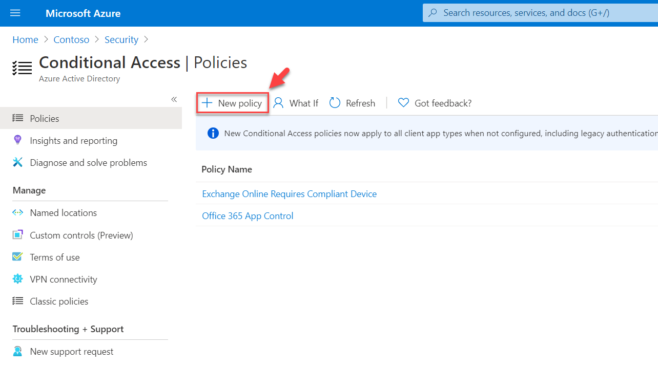 Create new conditional access policy