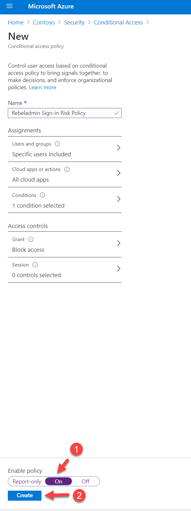 enable conditional access policy