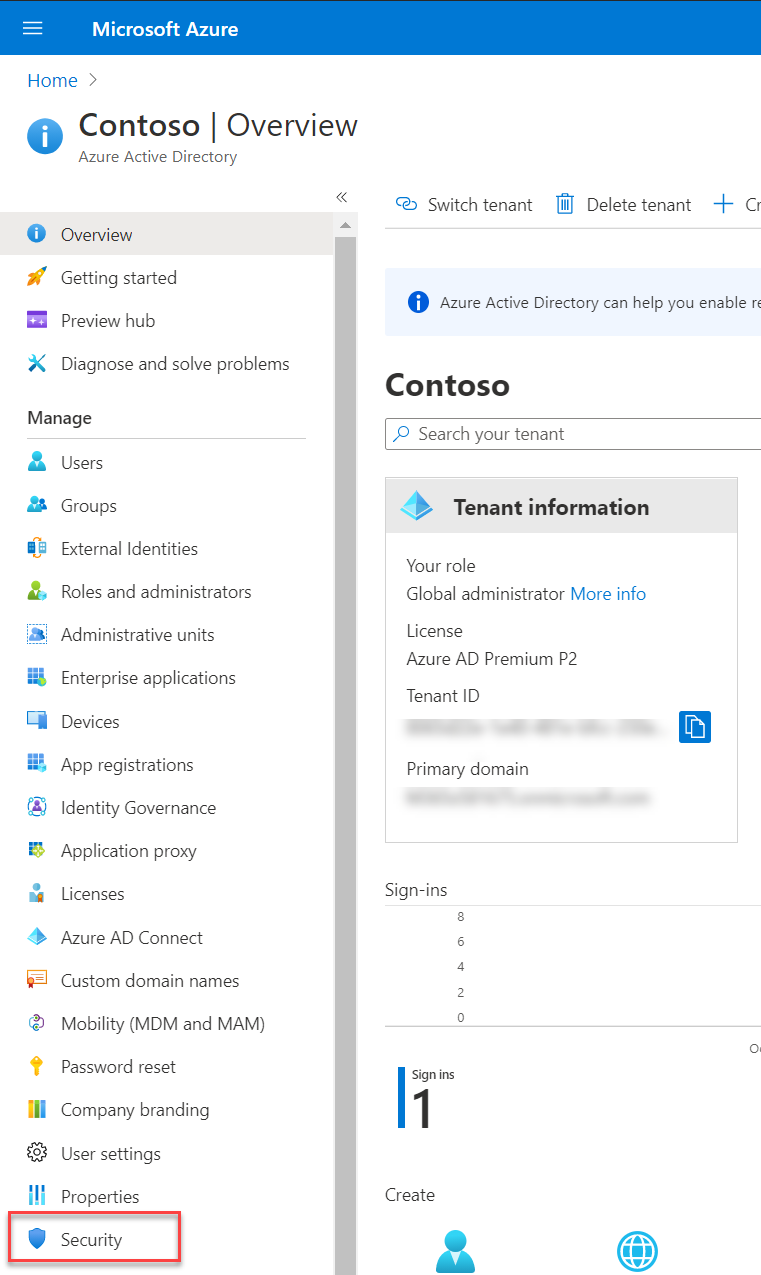 Azure Active Directory Security Option