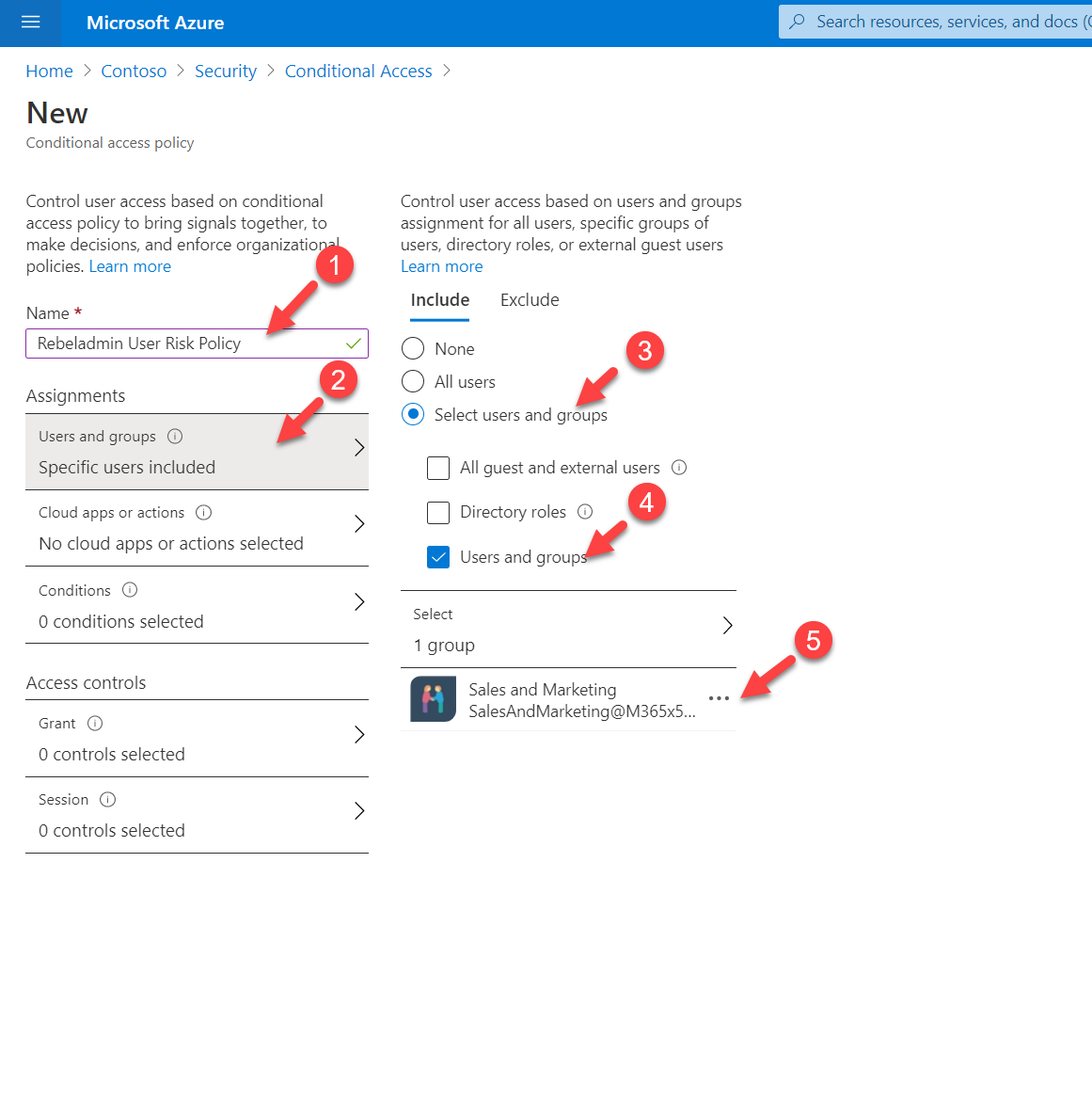 Conditional access policy users & groups selection