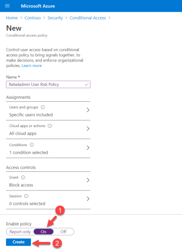 How to configure user risk-based Azure conditional access policies?