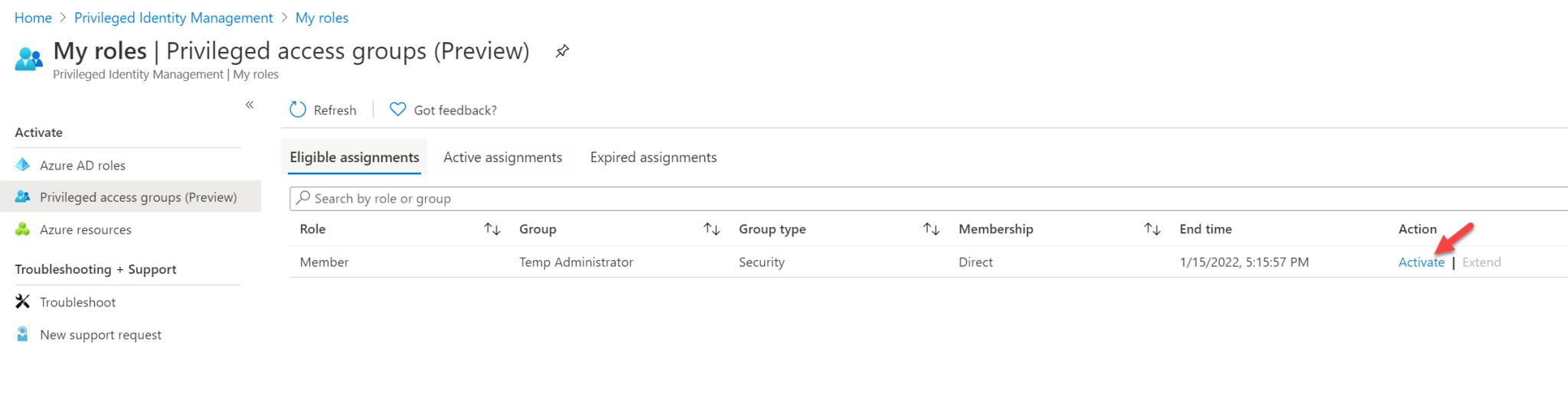 Manage Privileged access groups with Azure AD PIM