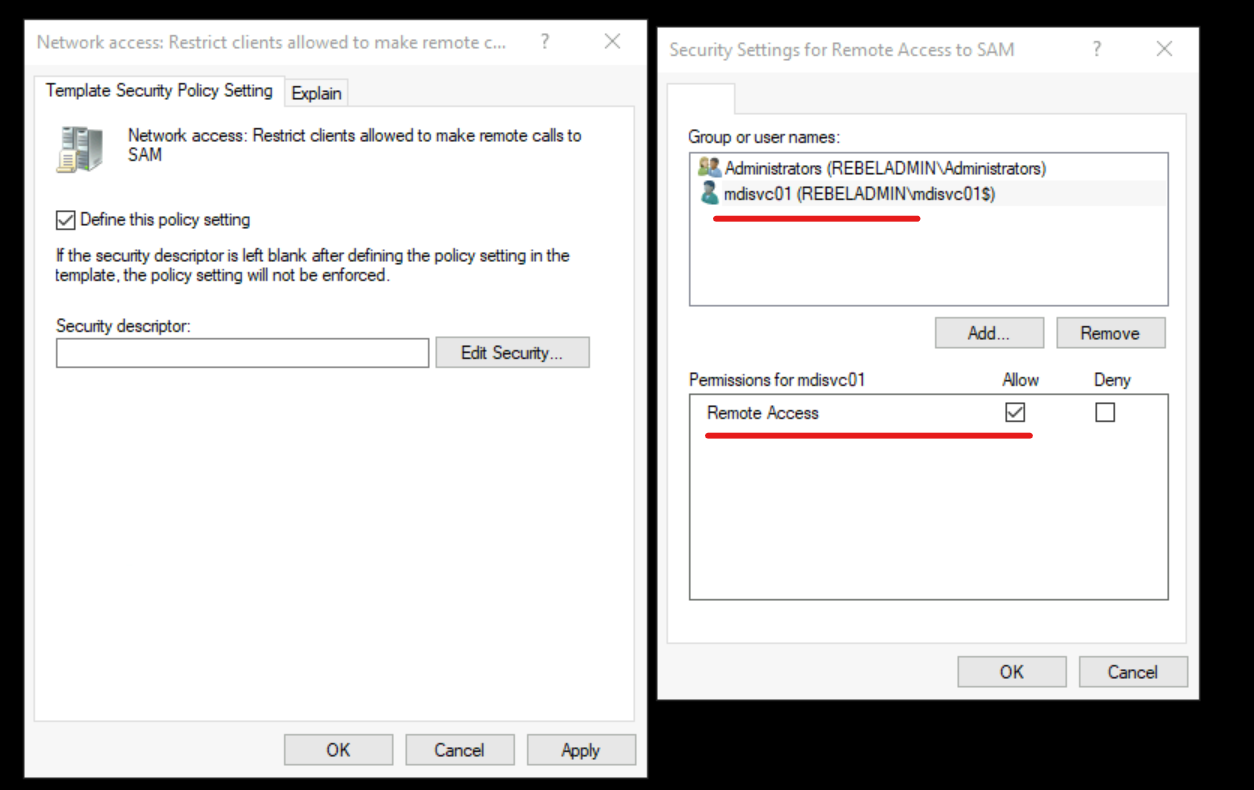 Add remote access permission to Defender for Cloud service account
