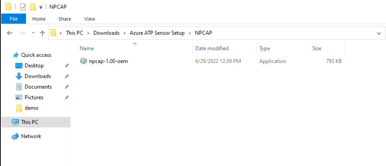 Npcap driver installation file