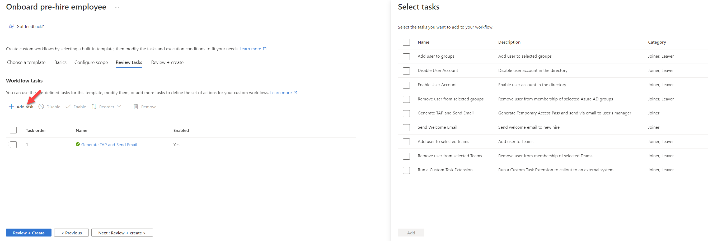 Adding Microsoft Entra lifecycle workflow tasks
