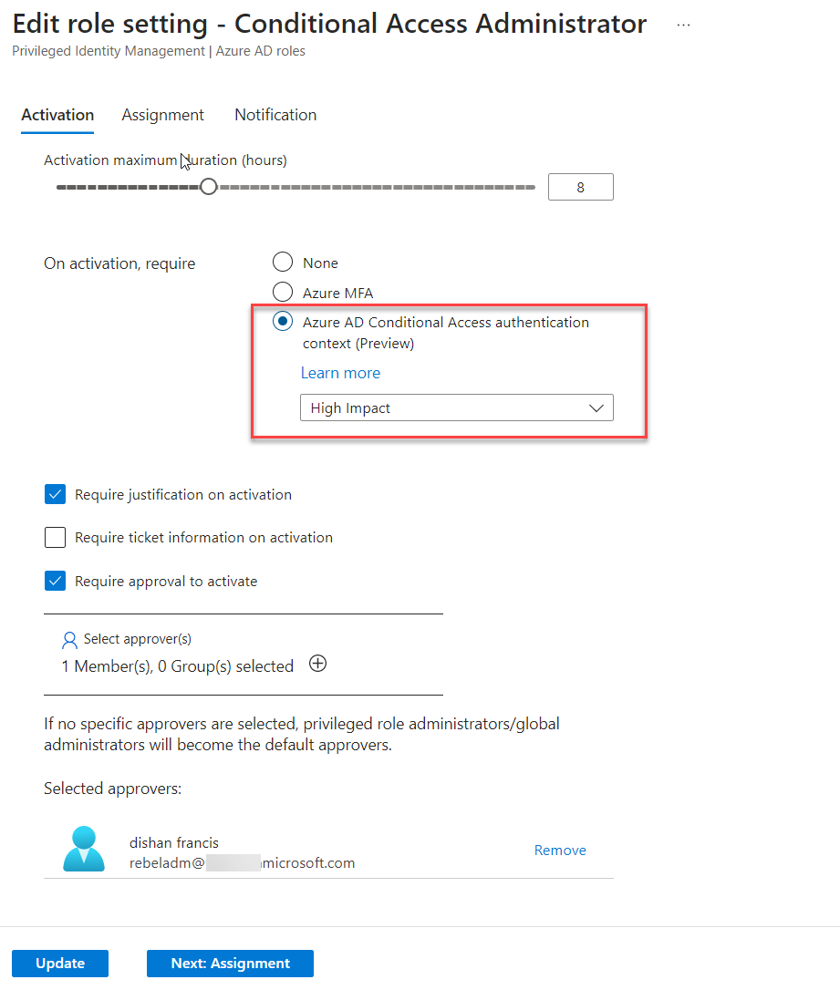 tag conditional access authentication context