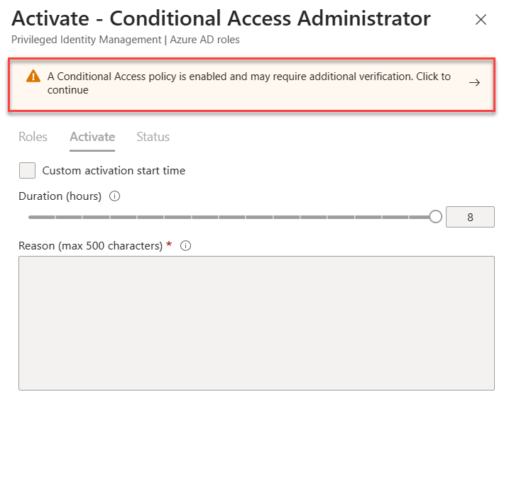 conditional access policy checks during the role activation