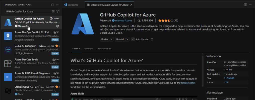 Microsoft Entra Agent ID Blueprint prereq GitHub Copilot for Azure extension
