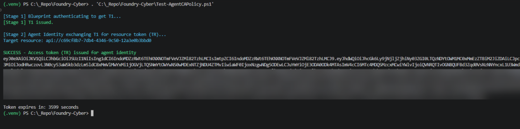 auth token issue for agent identity - success