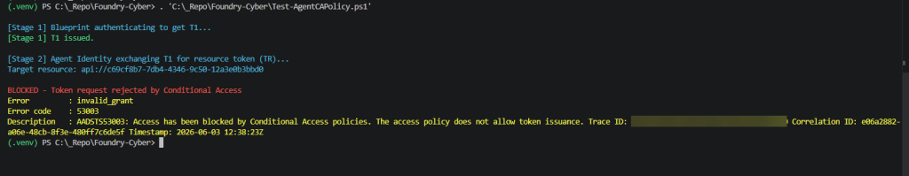 auth token issue for agent identity - block